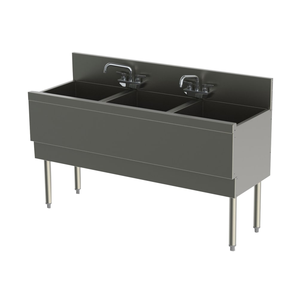 199-TS54M3EC 54" 3 Compartment Sink w/ 16"L x 16 1/4"W Bowl, 15" Deep