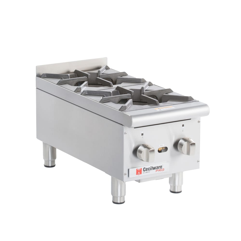 131-HPCP212 12" Gas Hotplate w/ (2) Burners & Manual Controls, Convertible