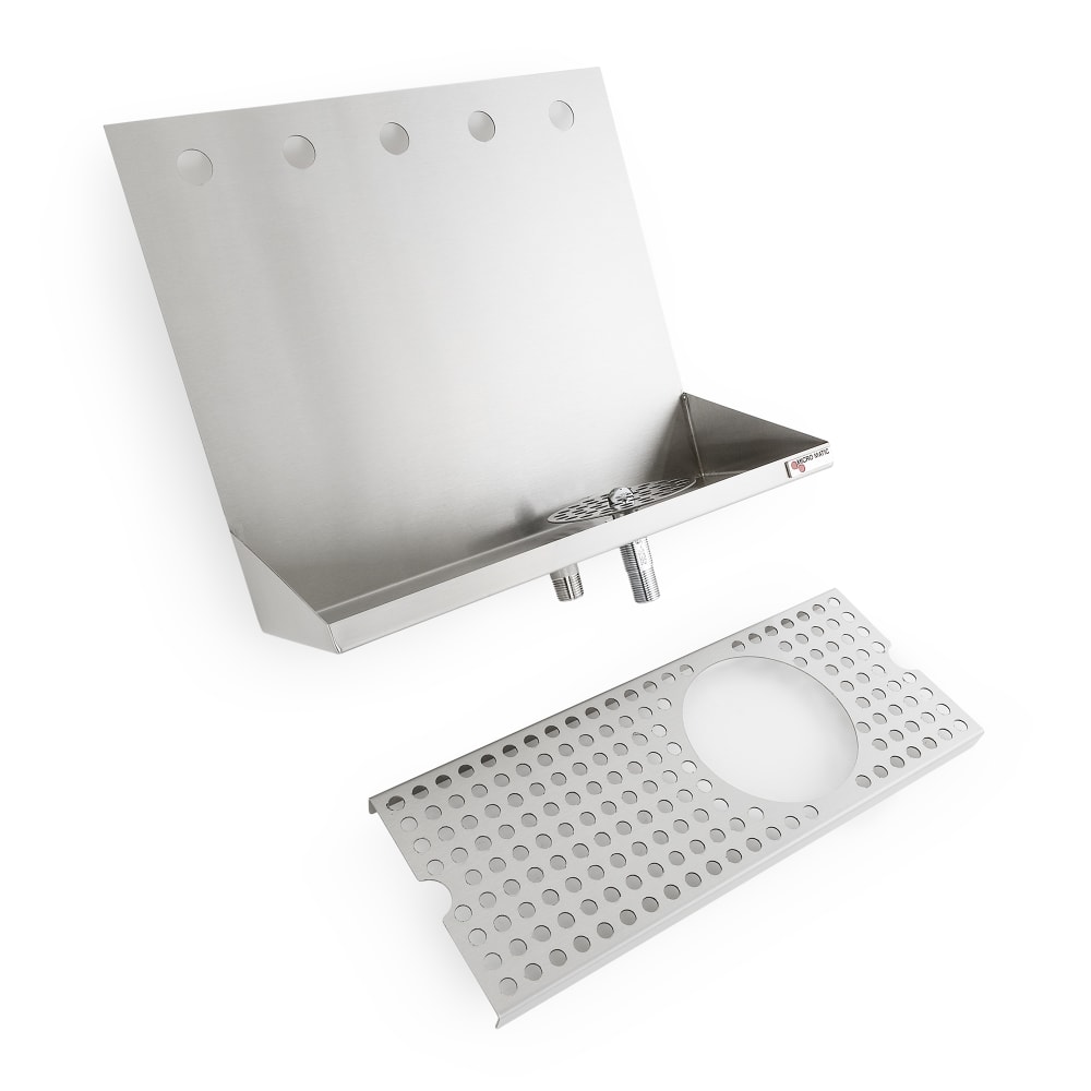 711-DP322LD4GR Wall Mount Drip Tray Trough w/ Glass Rinser & 1/2" Drain - 16"W x 6...