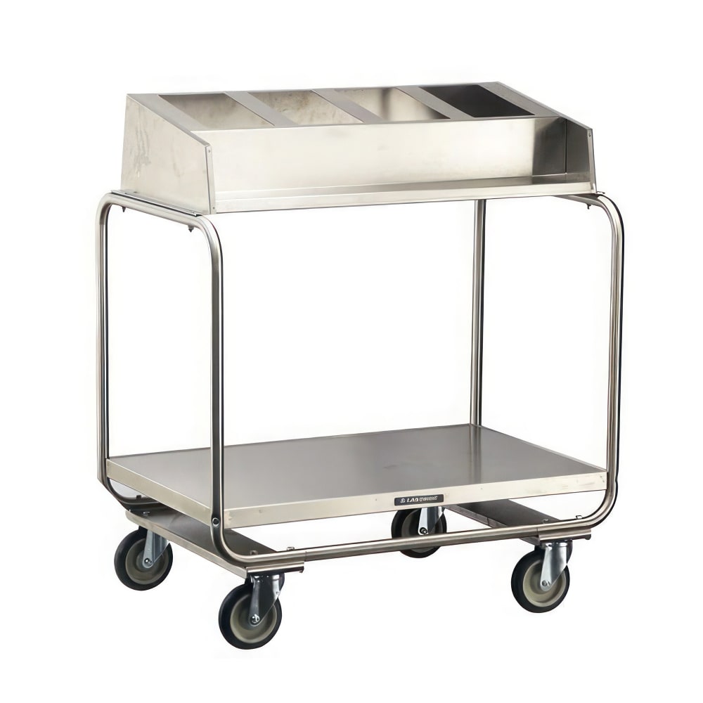 121-214 Tray & Silver Cart w/ Angle Frame & (4) 1/3 Size Pans