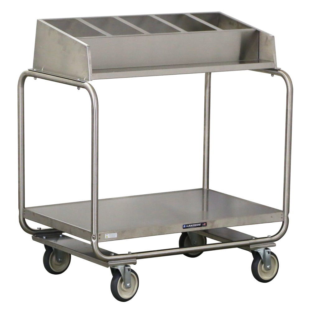 121-216 Tray & Silver Cart w/ Angle Frame & (5) 1/4 Size Pans