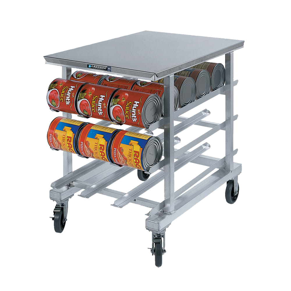 121-346 35"H Mobile Can Rack w/ (54) #10 or (72) #5 Capacity, Work Top