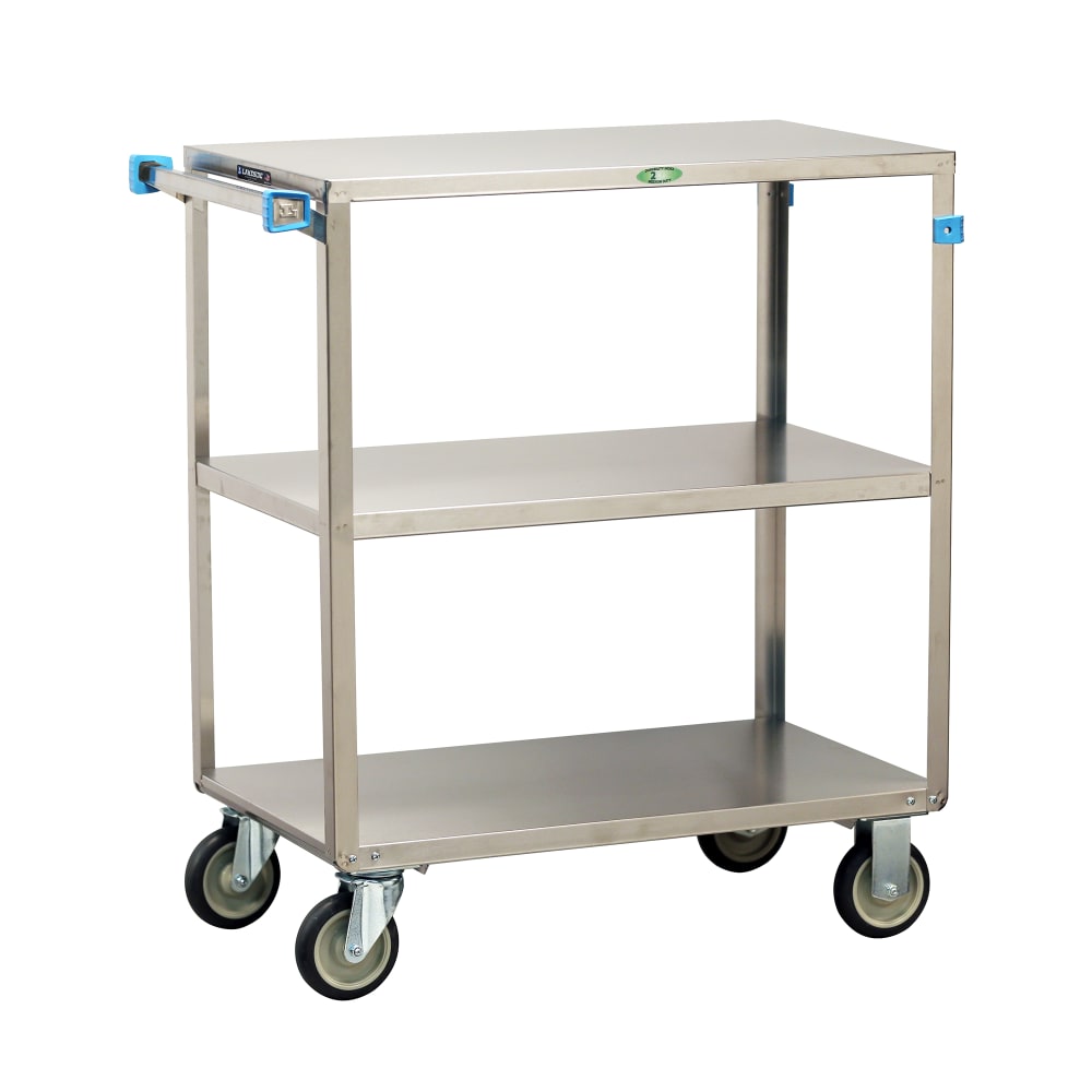 121-351 3 Shelf Open Tray Truck w/ Push Handle, 500 lb Capacity, Stainless