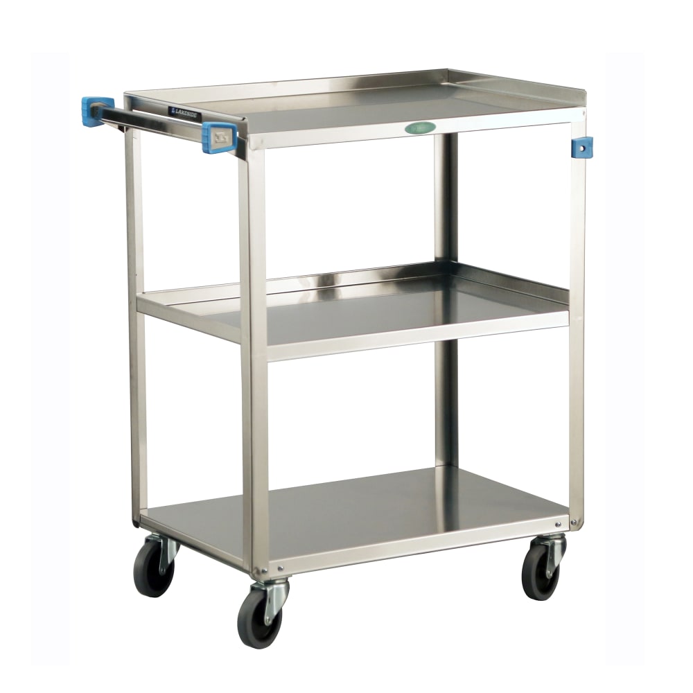 121-411 3 Level Stainless Utility Cart w/ 500 lb Capacity, Raised Ledges