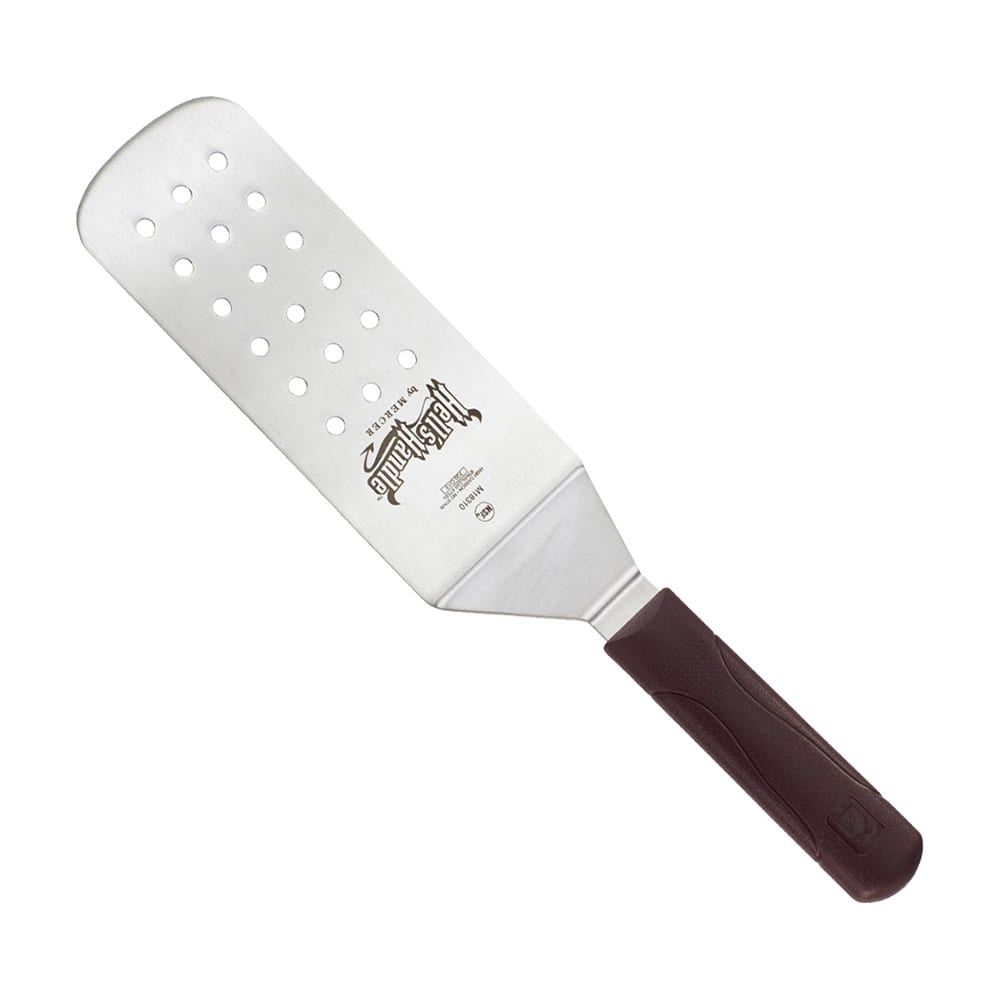 132-M18310 8" x 3" Perforated Turner w/ Red Nylon Handle, Stainless Steel
