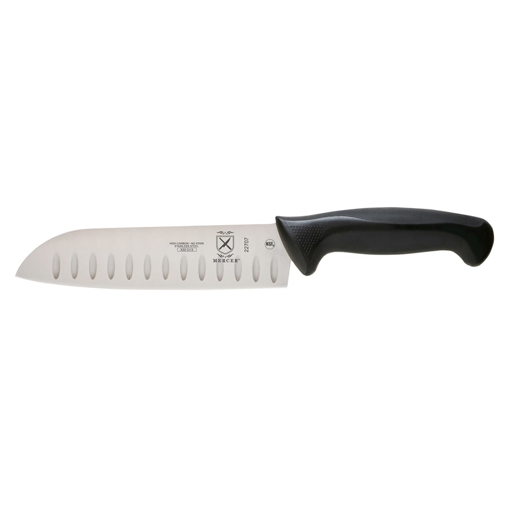 132-M22707 7" Santoku Knife w/ High Carbon Japanese Steel Blade & Black Santoprene®/Poly...