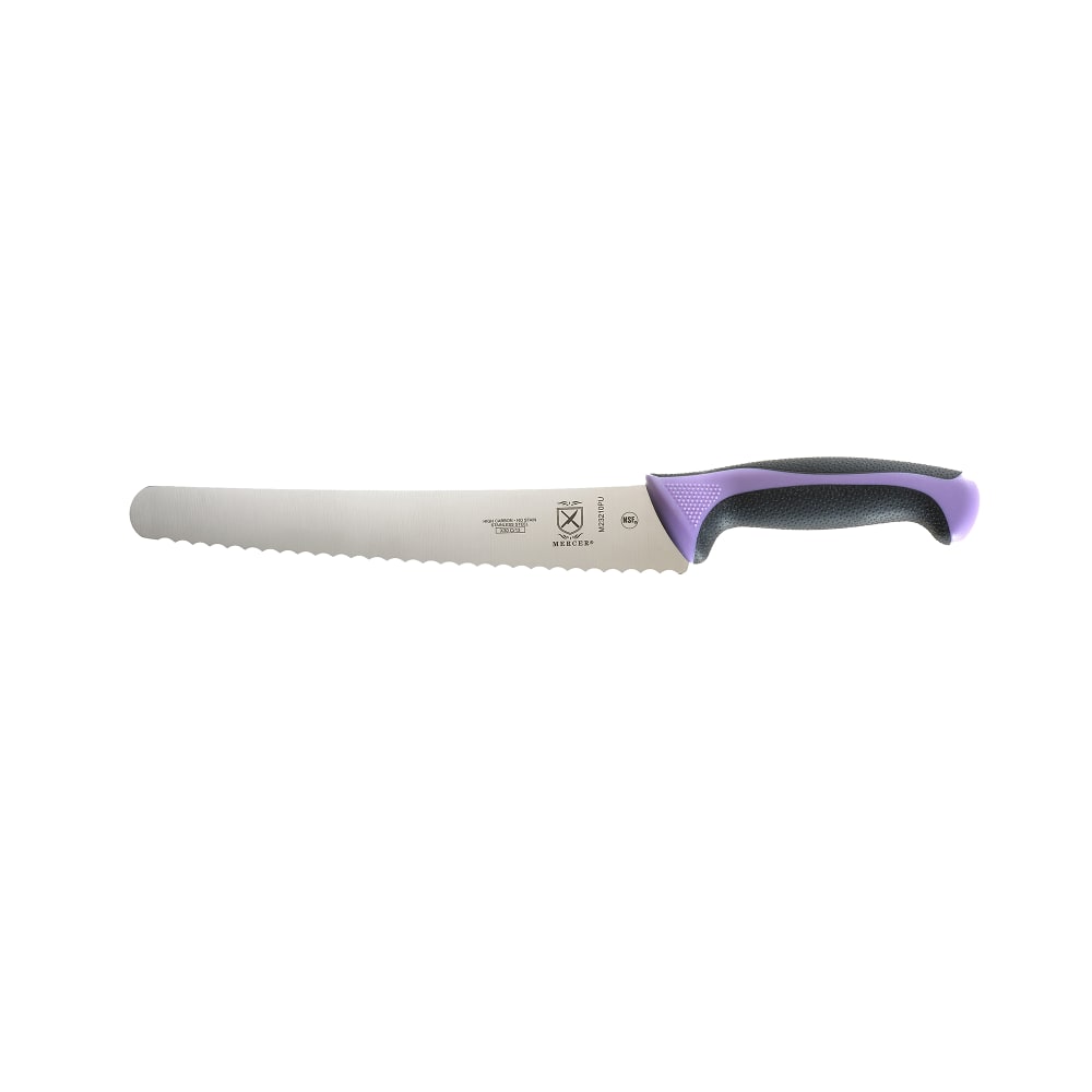 132-M23210PU 10" Bread Knife w/ Purple Santoprene®/Polypropylene Handle, High Carbon Japanes...