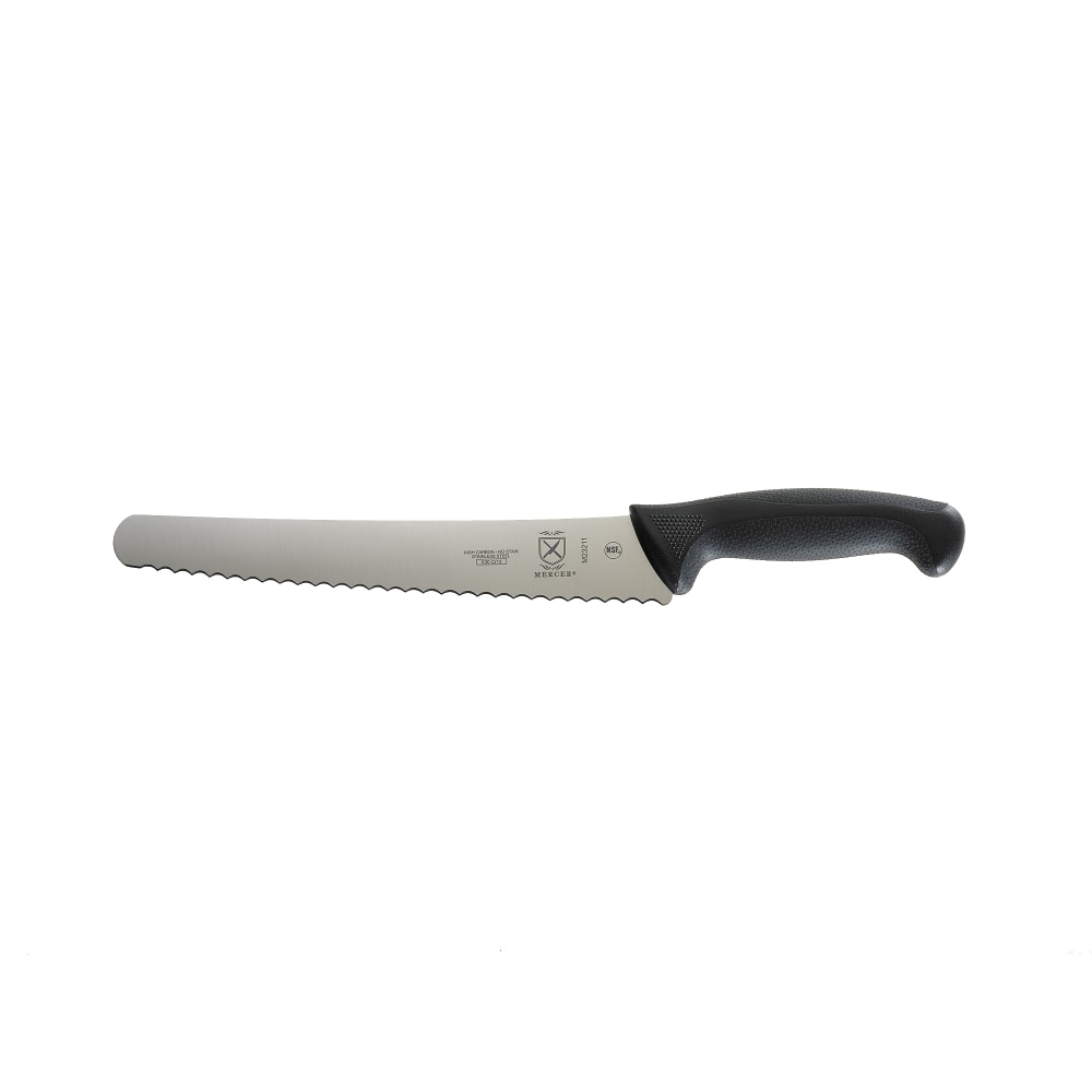 132-M23211 10" Bread Knife w/ Black Santoprene®/Polypropylene Handle, High Carbon Japanese S...