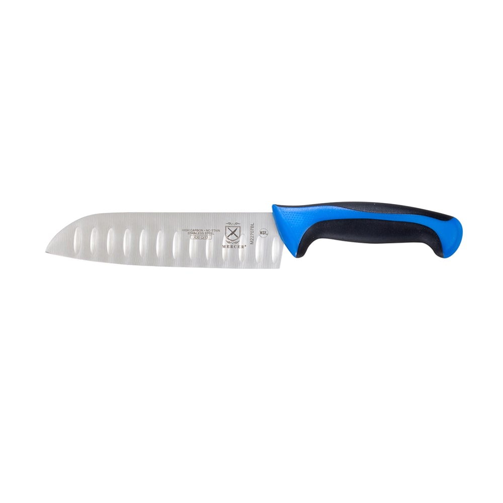 132-M22707BL 7" Santoku Knife w/ High Carbon Japanese Steel Blade & Blue Santoprene®/Pol...