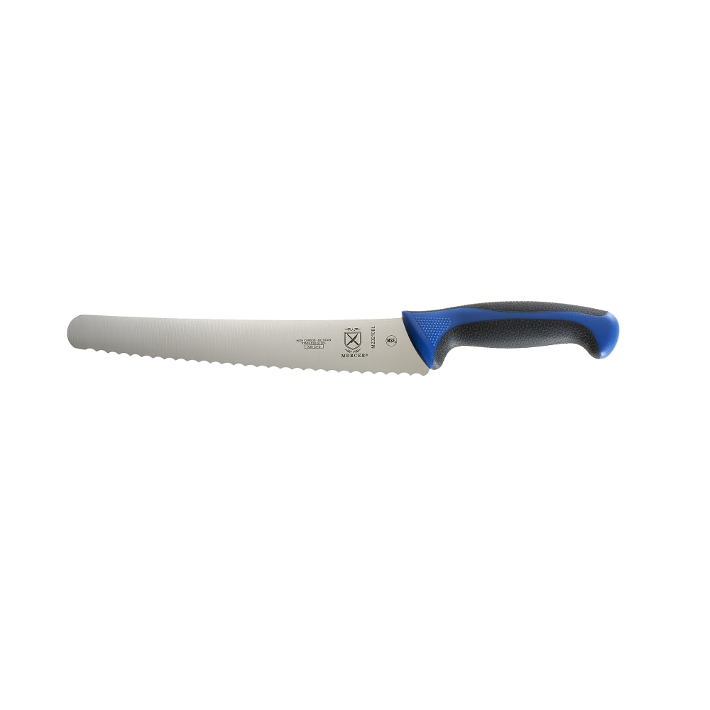 132-M23210BL 10" Bread Knife w/ Blue Santoprene®/Polypropylene Handle, High Carbon Japanese...