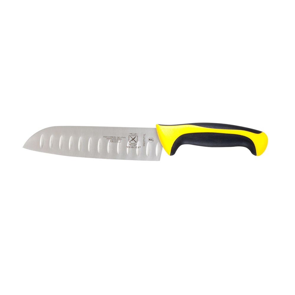 132-M22707YL 7" Santoku Knife w/ High Carbon Japanese Steel Blade & Yellow Santoprene®/P...