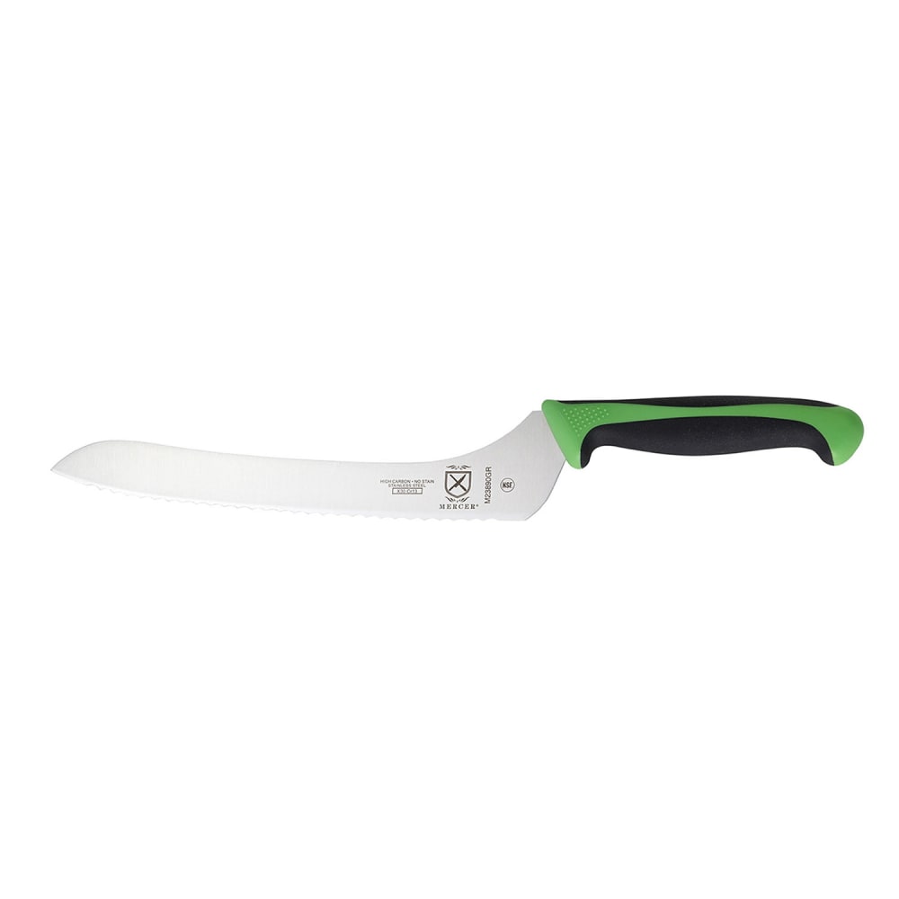 132-M23890GR 9" Bread Knife w/ Green Santoprene®/Polypropylene Handle, High Carbon Japanese...