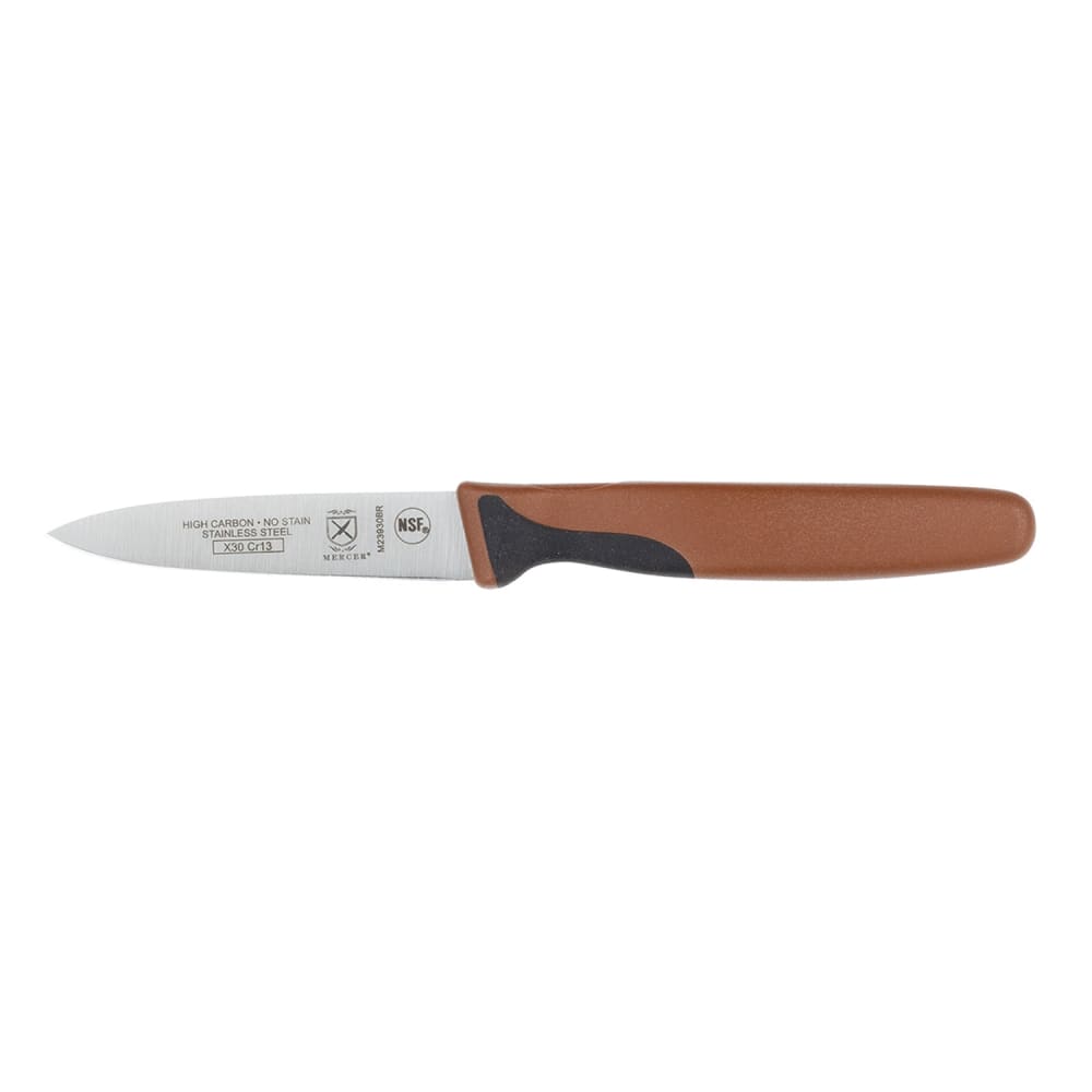 132-M23930BR 3" Paring Knife w/ Brown Santoprene®/Polypropylene Handle, High Carbon Japanese...