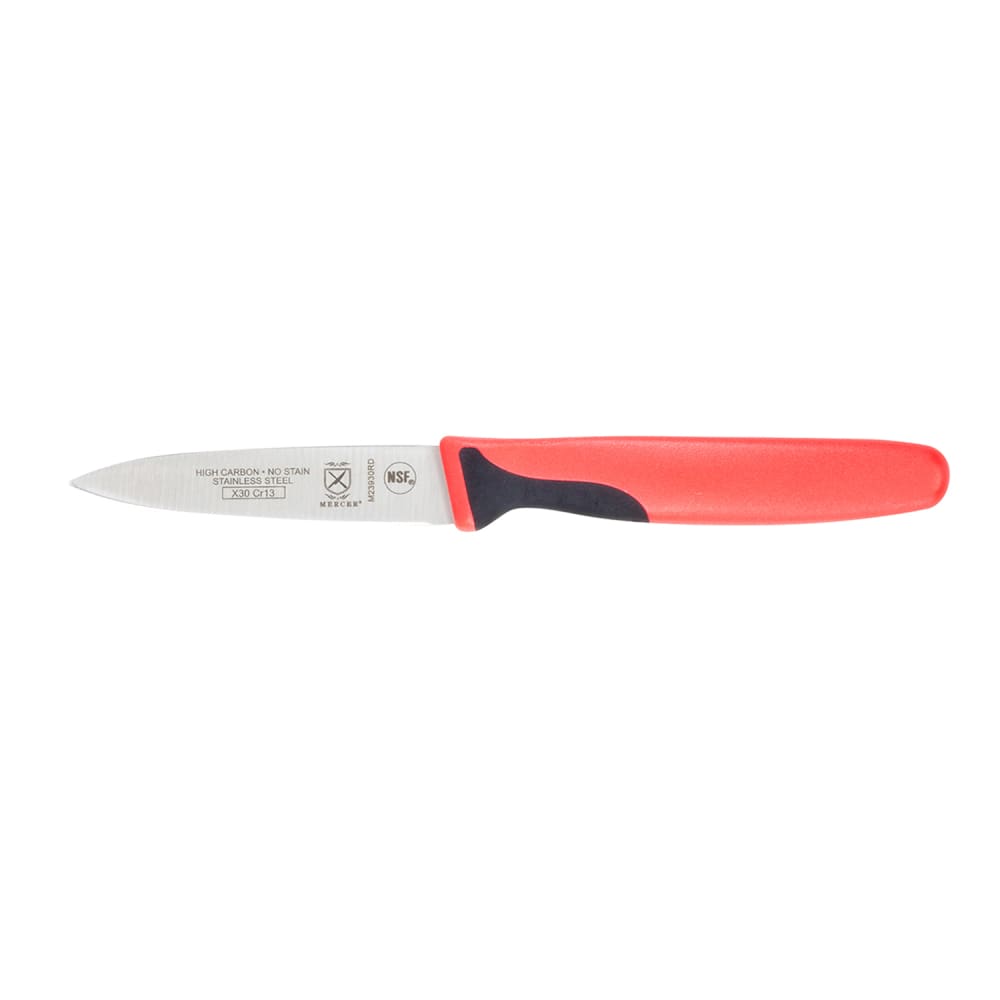 132-M23930RD 3" Paring Knife w/ Red Santoprene®/Polypropylene Handle, High Carbon Japanese S...