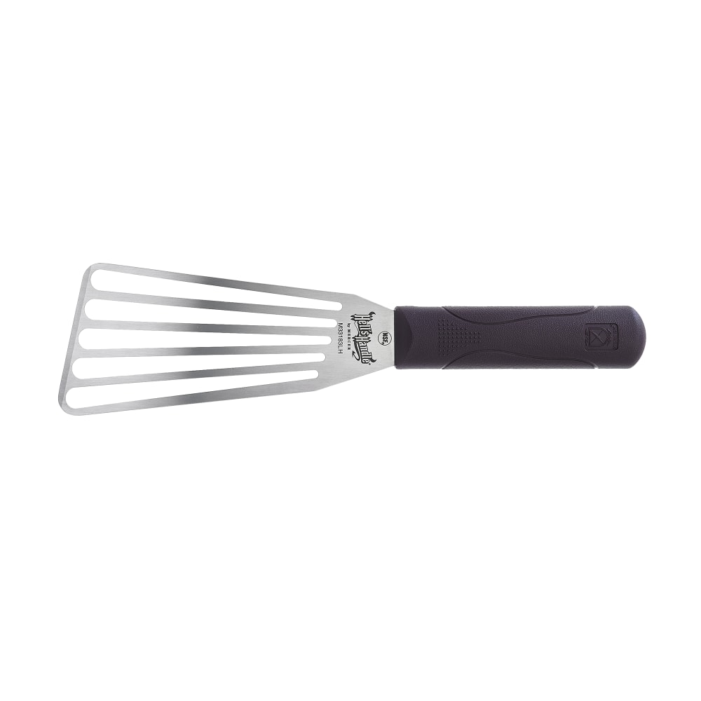 132-M33183LH 6 1/2" Slotted Fish Turner w/ Red Nylon Handle, Stainless Steel