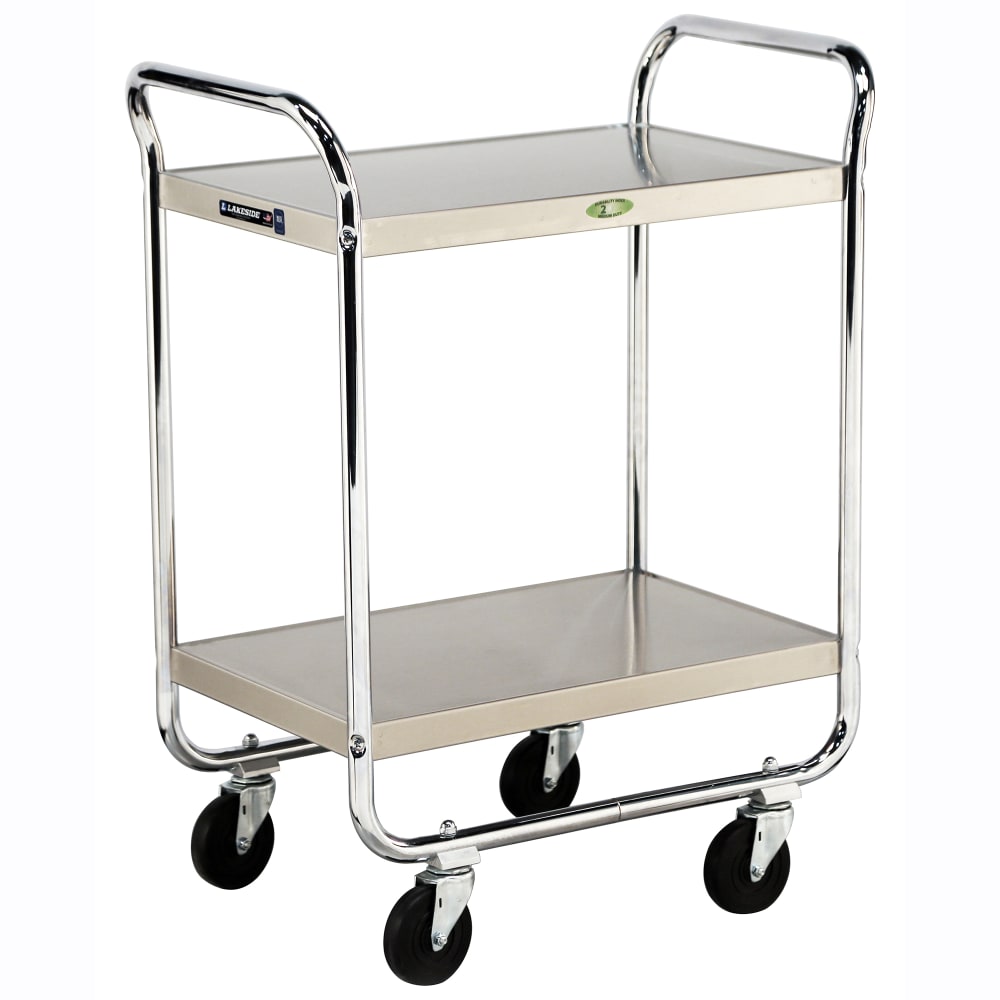 121-472 2 Level Stainless Utility Cart w/ 500 lb Capacity, Flat Ledges