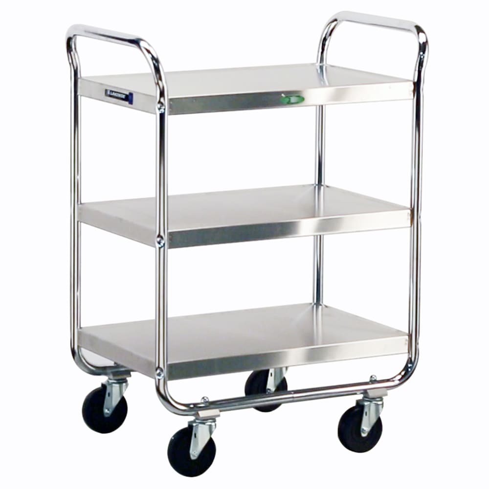 121-473 3 Level Stainless Utility Cart w/ 500 lb Capacity, Flat Ledges