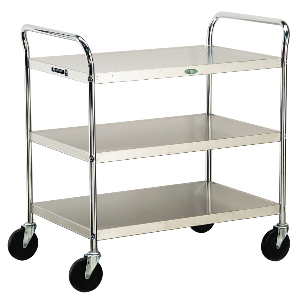 121-489 3 Level Stainless Utility Cart w/ 500 lb Capacity, Flat Ledges