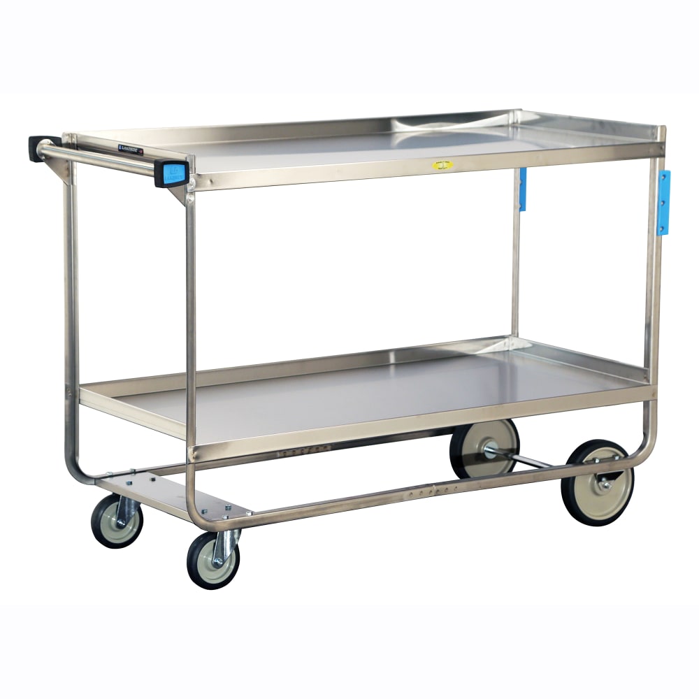 121-558 2 Level Stainless Utility Cart w/ 700 lb Capacity, Raised Ledges