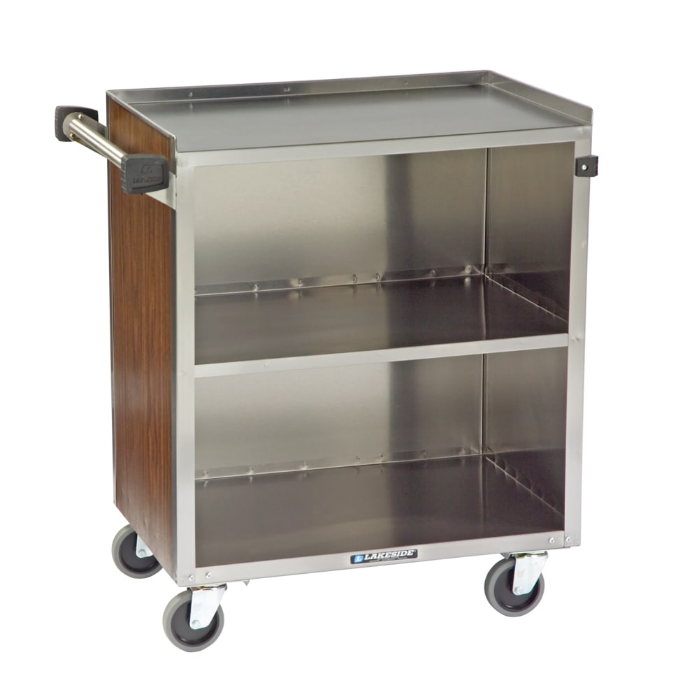 121-622 30 3/4"L Metal Bus Cart w/ (3) Levels, Shelves, Stainless