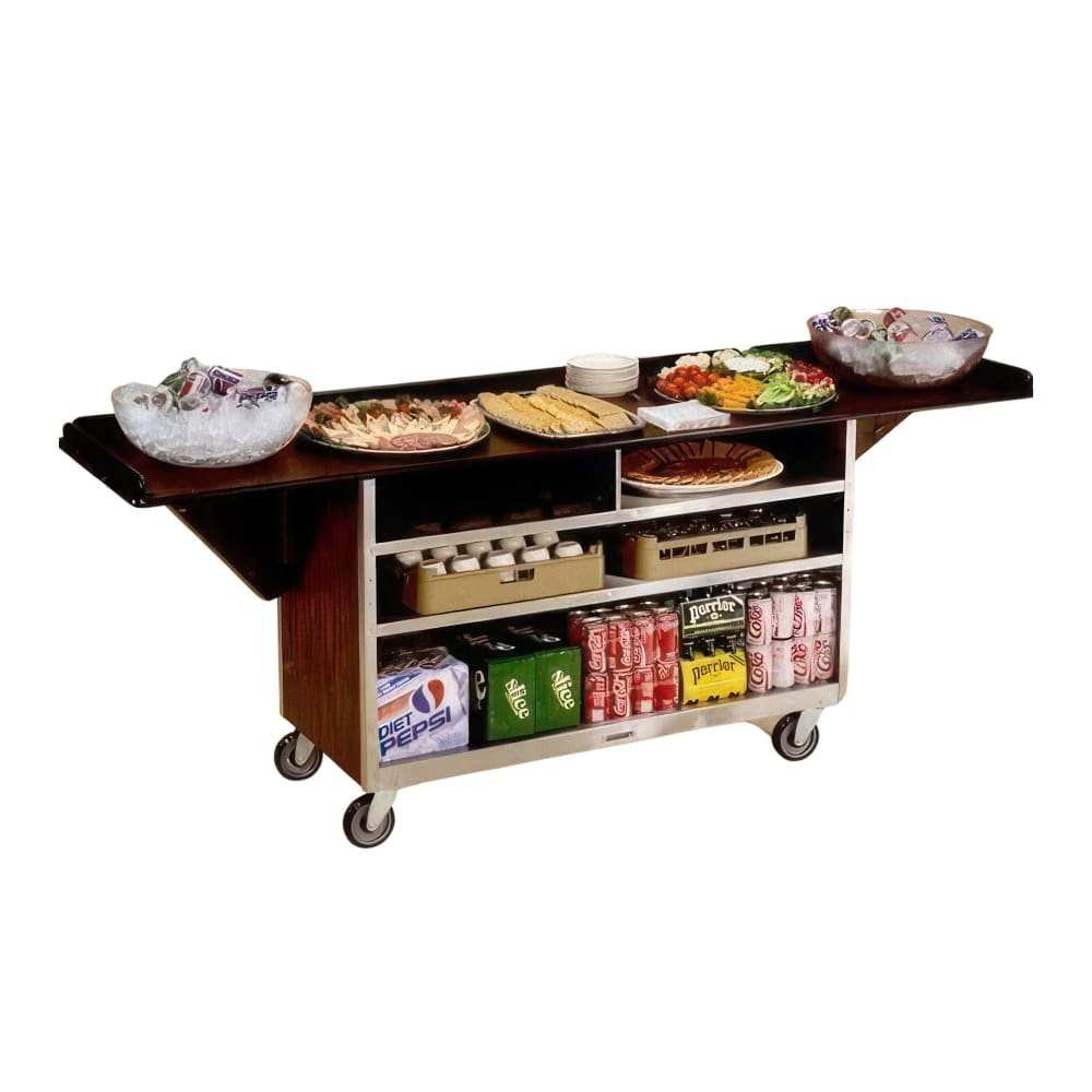 121-676 61 3/4" Stainless Beverage Service Cart, 24"D x 38 5/16"H - Victorian Cher...