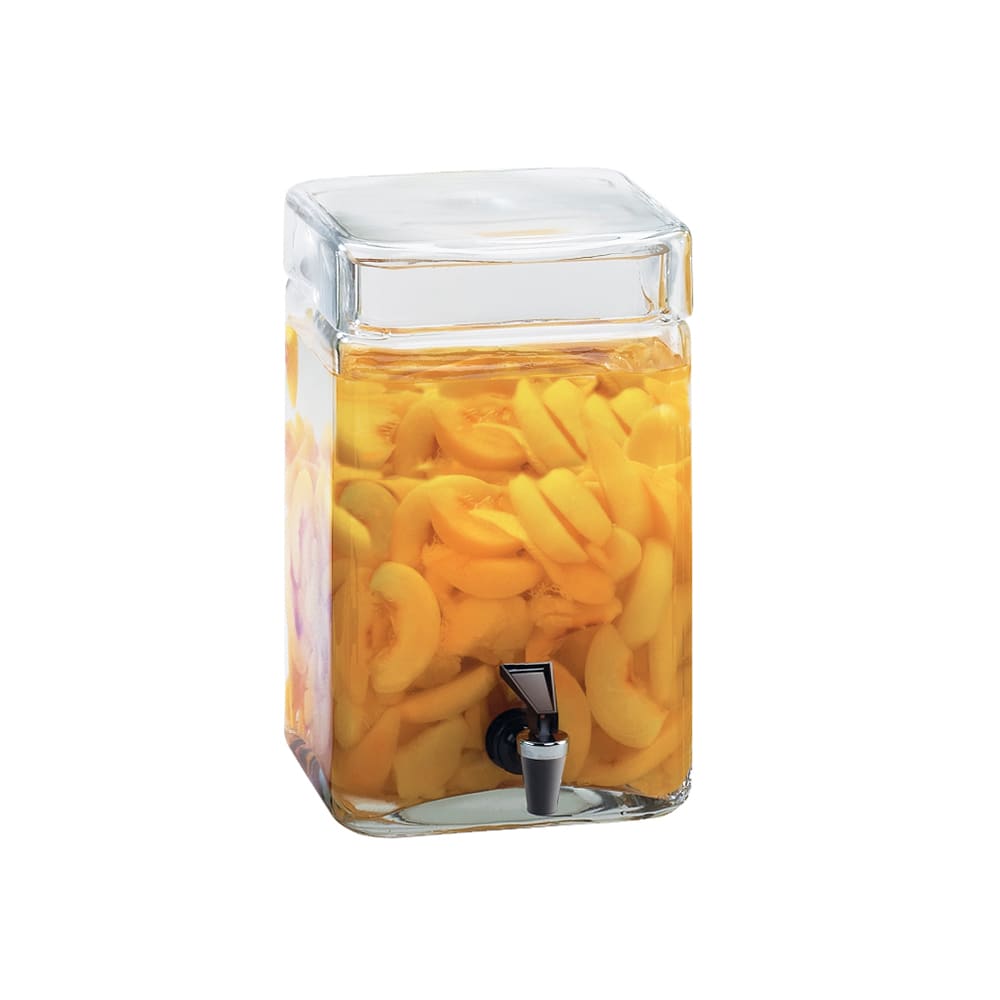 151-17332 2 Gallon Square Glass Beverage Dispenser - Clear