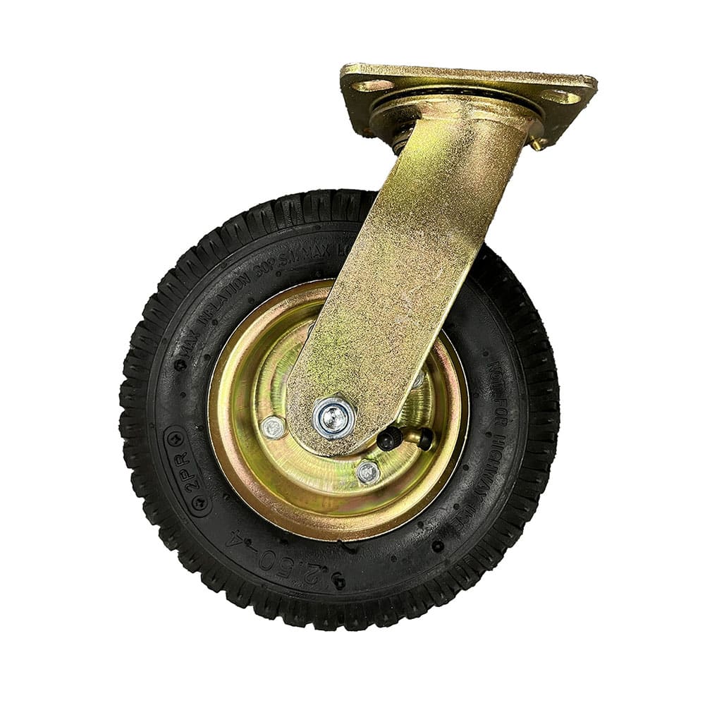 202-P2533108PS 8" Swivel Pneumatic Caster, Black/Gold