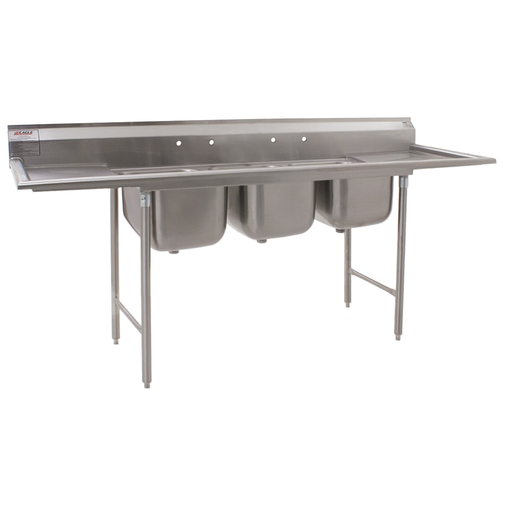 241-31418318 96" 3 Compartment Sink w/ 18"L x 24"W Bowl, 13 1/2" Deep