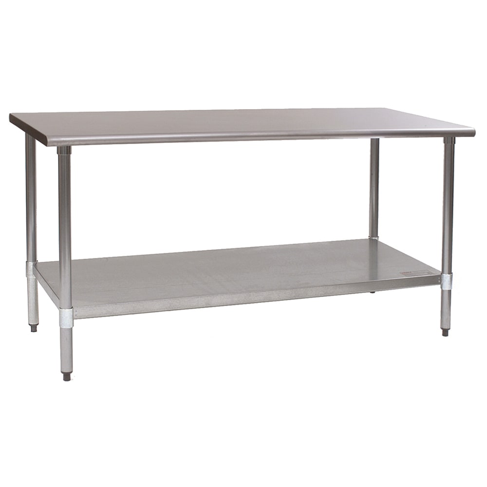 241-T3672B 72" 16 ga Work Table w/ Undershelf & 430 Series Stainless Flat Top