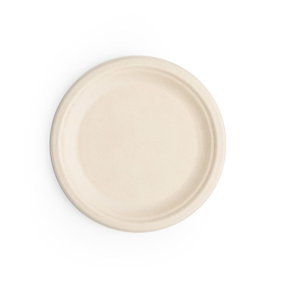690-P011N 7" Round Disposable Plate - Molded Fiber, Natural Brown