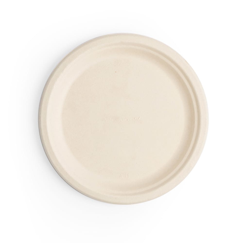 690-P013N 9" Round Disposable Plate - Molded Fiber, Natural Brown