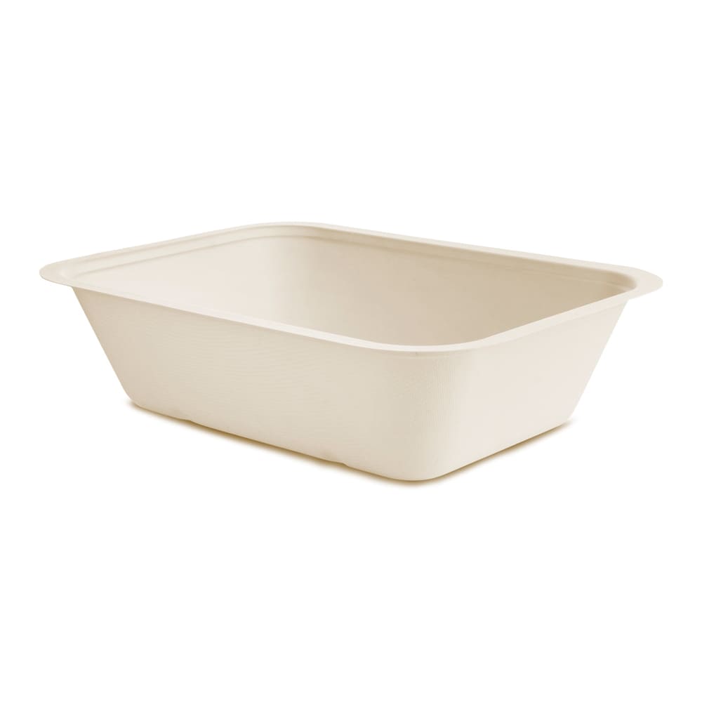 690-V5GB60N 60 oz Rectangular Food Container - Molded Fiber, Natural Brown