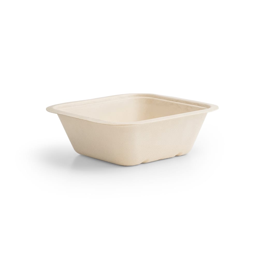690-V4GB32N 32 oz Rectangular Food Container - Molded Fiber, Natural Brown