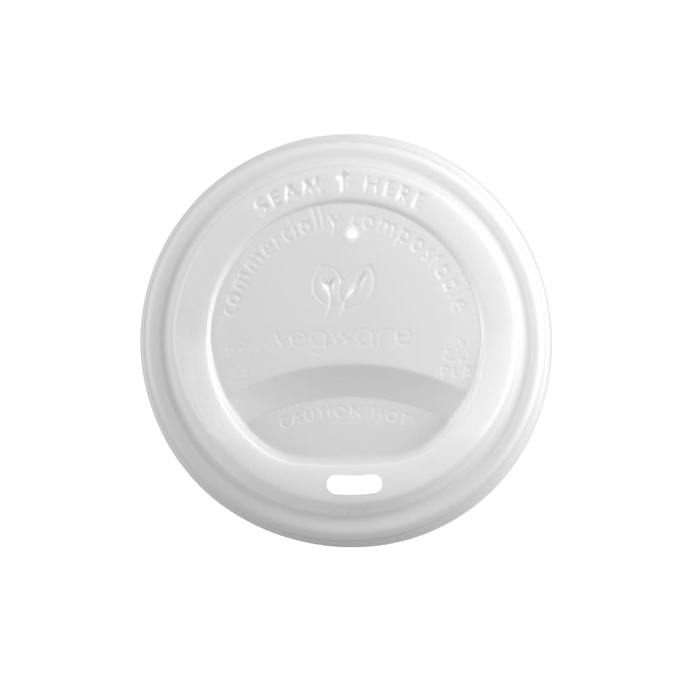 690-VLID89S Flat Lid for 89 Series Hot Cups - PLA, White