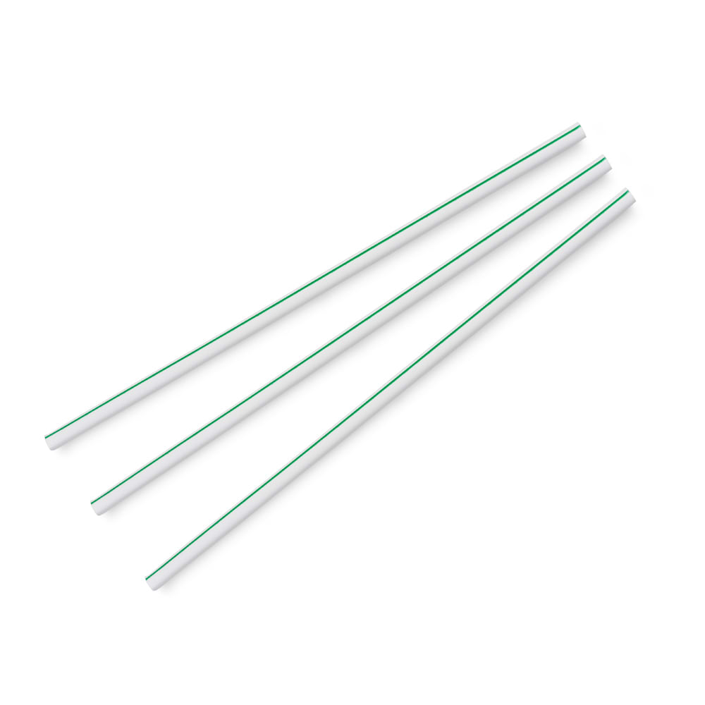 690-WS05GS 8 1/4" Unwrapped Straws - PLA, Green Striped