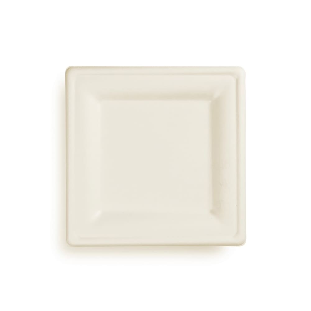 690-VPSQ08N 8" Square Disposable Plate - Molded Fiber, Natural Brown