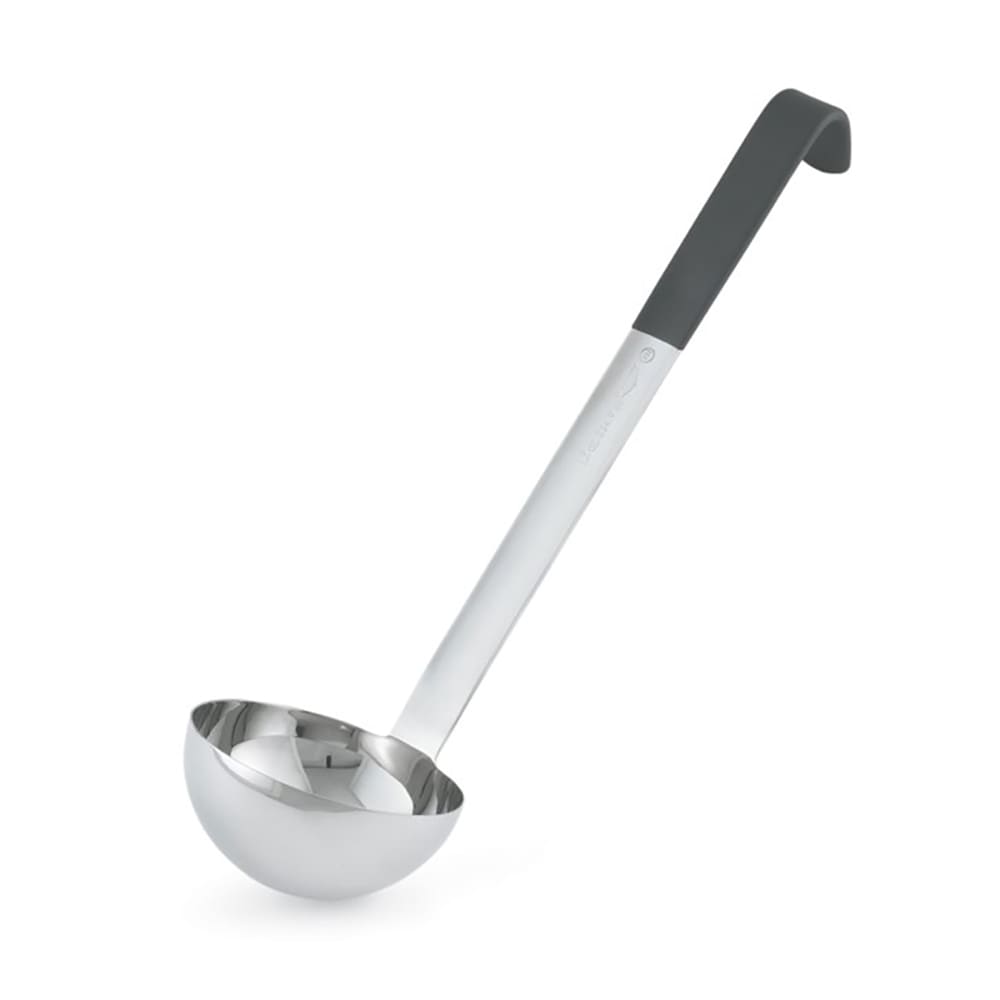 175-4981220 12 oz Jacob's Pride® Collection Ladle - Stainless Steel, Black Kool-Touch® Handl...