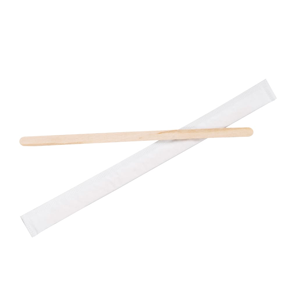 285-WCS55PW 5 1/2" Wrapped Coffee Stirrers w/ Rounded Ends, Wood