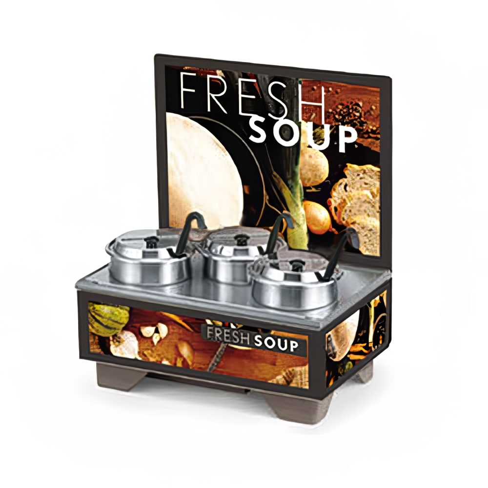 175-720201102 Full Size Soup Merchandiser Base - Tuscan, Menu Board, 4 qt Accessories, 120v