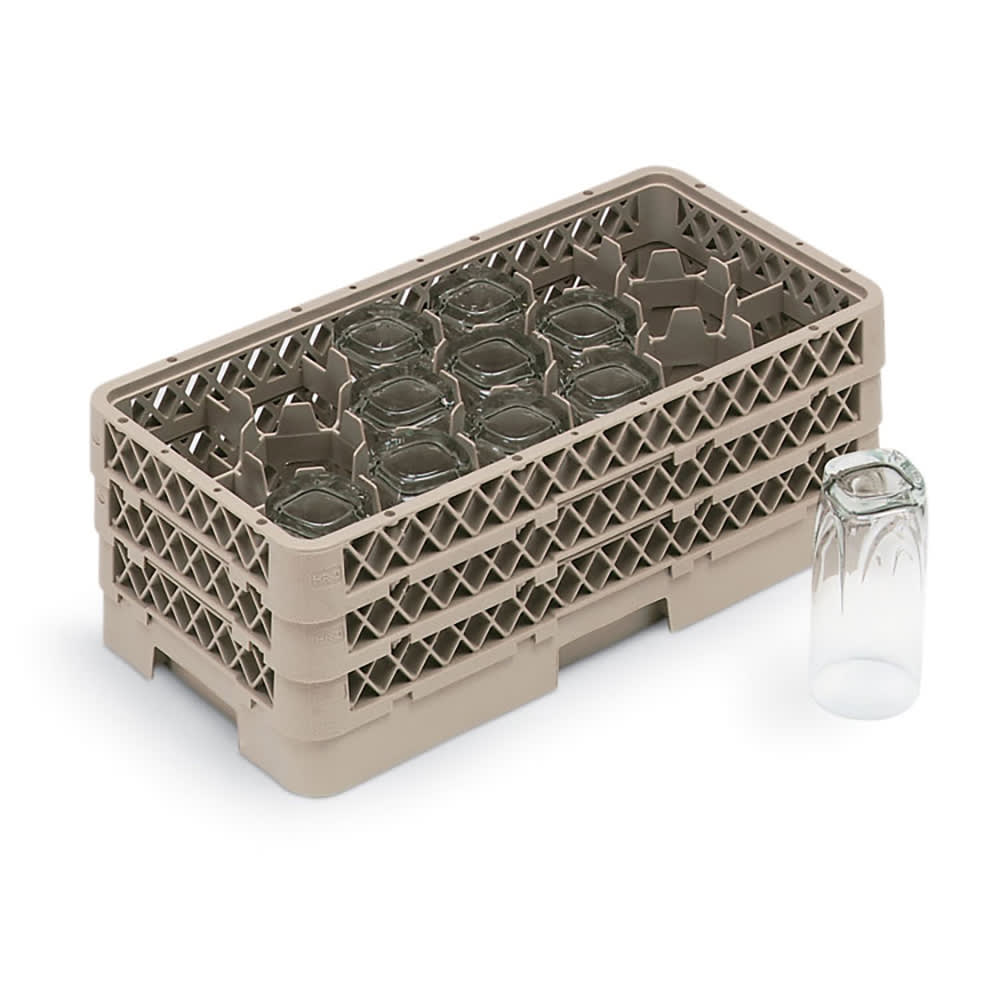 175-HR1D1DD Dishwasher Rack - Half-Size, 17 Compartment, (3)Compartment Extenders, Beige