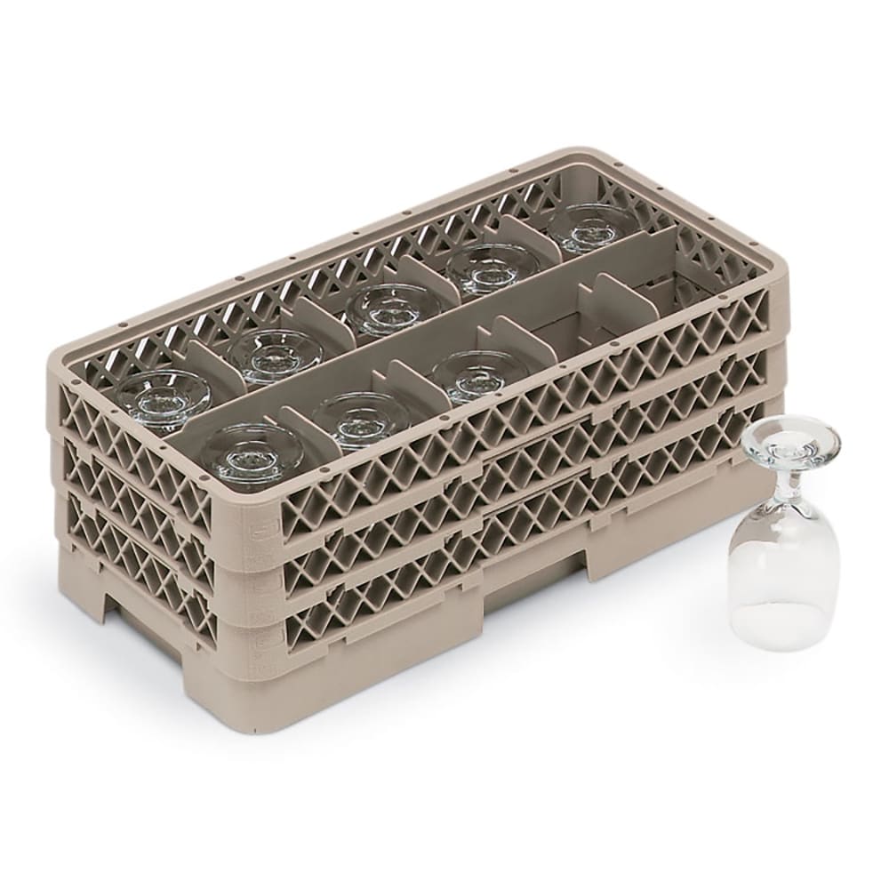 175-HR1C1CCC Dishwasher Rack - Half-Size, 10 Compartment, 4 Compartment Extenders, Beige