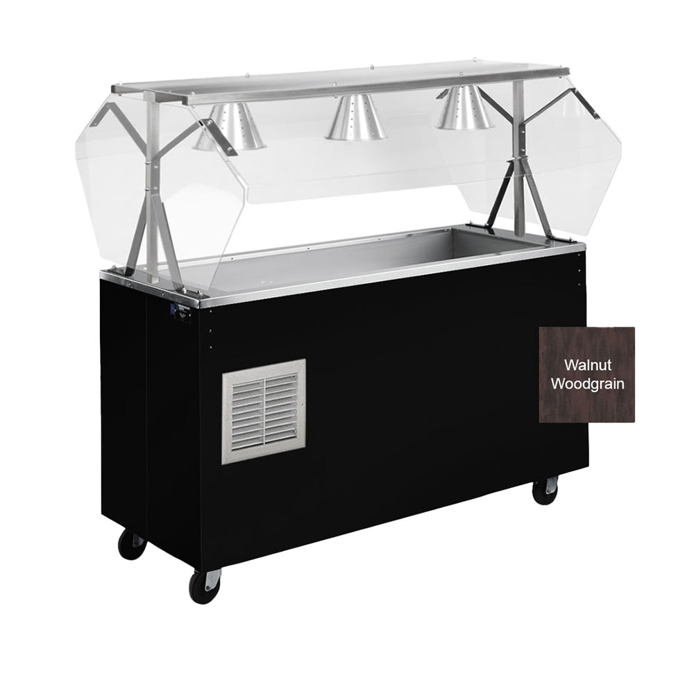 175-R38962 60" Affordable Portable™ Cold Food Bar - (4) Pan Capacity, Floor Model, Walnut Wo...