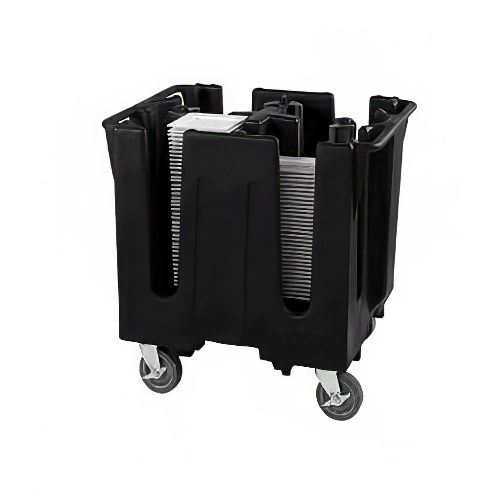 175-SACSQ506 32 3/4" Mobile Dish Caddy for Square Dishes w/ (4) Columns - Plastic, Black