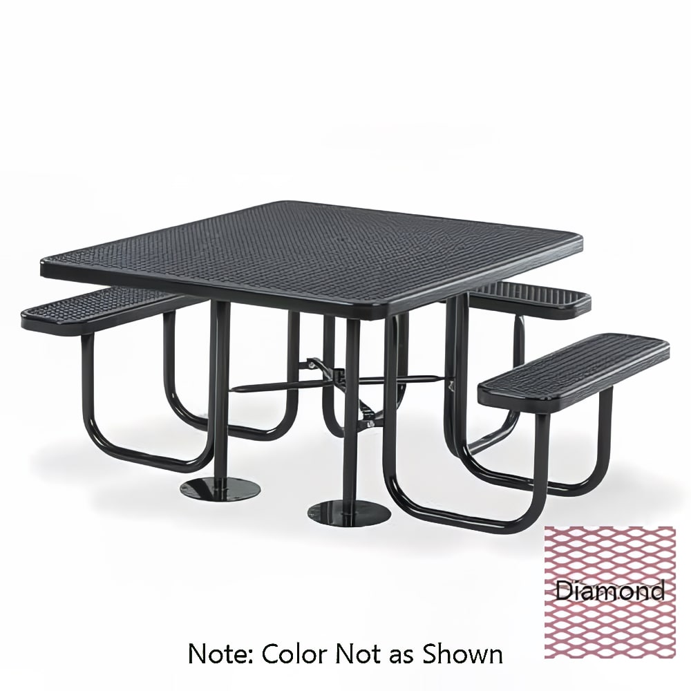 879-SG155DBU Signature ADA Outdoor Table w/ Seats - 69 1/2" x 74 3/8", Steel, Diamond