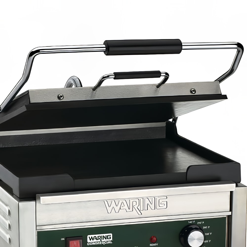 Waring WFG250 Single Commercial Panini Press w Cast Iron Smooth Plates 120v