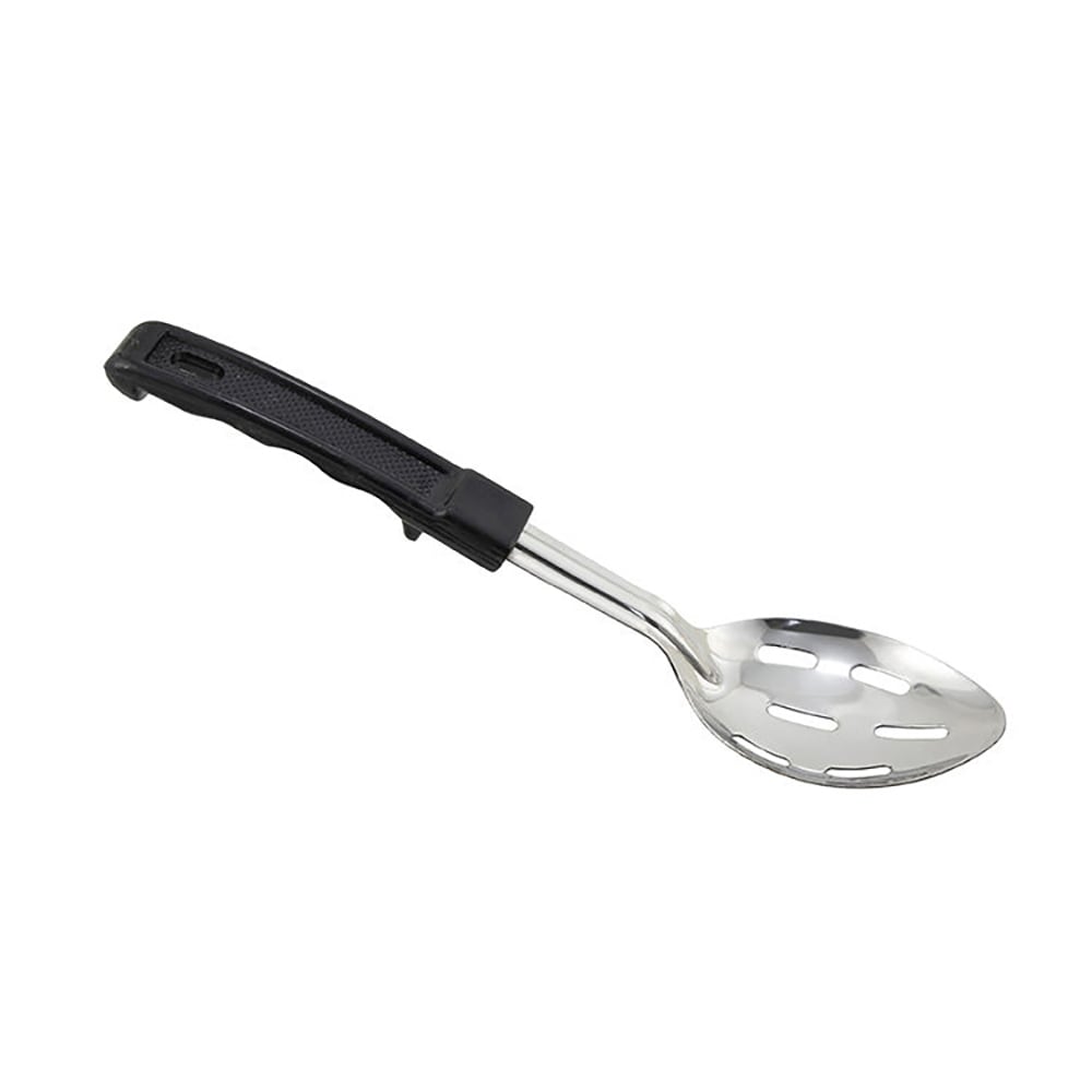 080-BHSP11 11" Slotted Basting Spoon w/ Stop Hook & Black Plastic Handle, Stainless