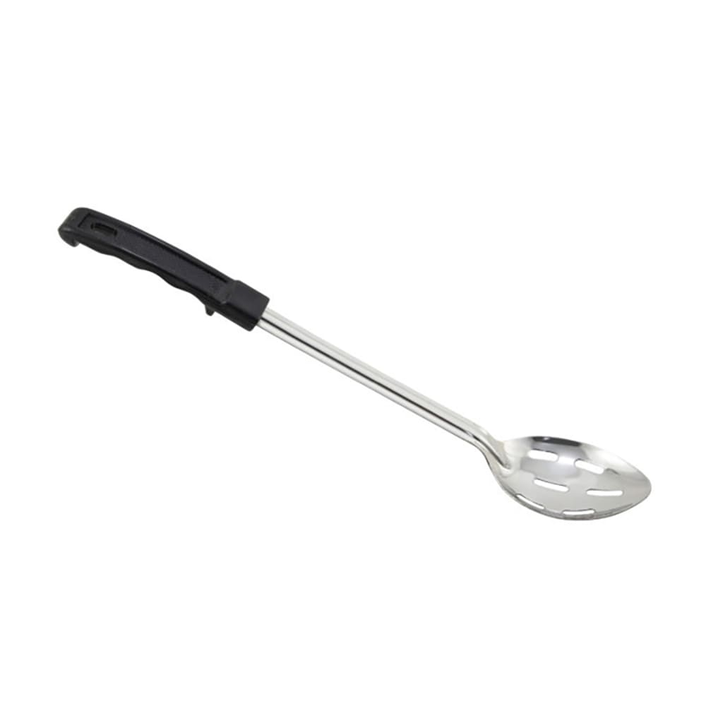080-BHSP15 15" Slotted Basting Spoon w/ Stop Hook & Black Plastic Handle, Stainless