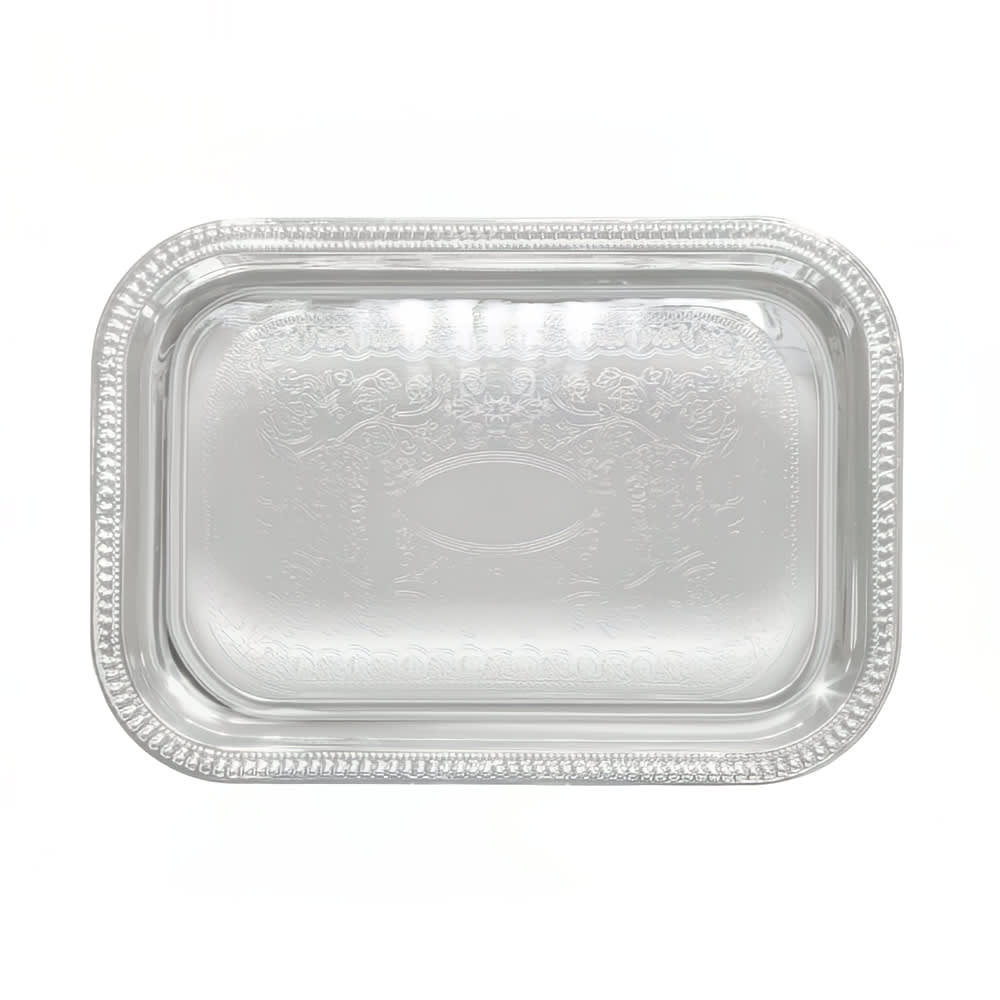 080-CMT1812 Oblong Serving Tray, Chrome Plated, Gadroon Edge w/ Engraving, 18 x 12 1/2"