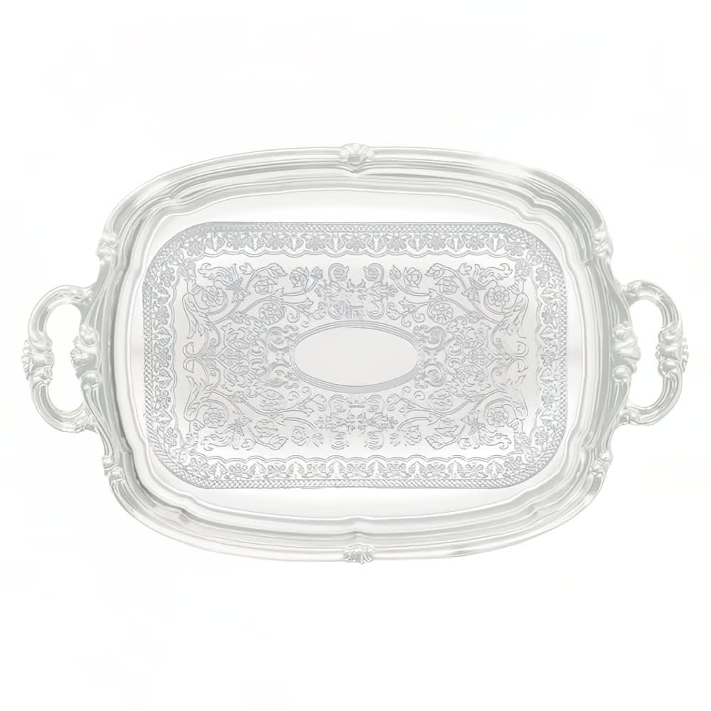 080-CMT1912 Oblong Serving Tray, Chrome Plated, Gadroon Edge w/ Engraving, 19 1/2 x 12 1/2"