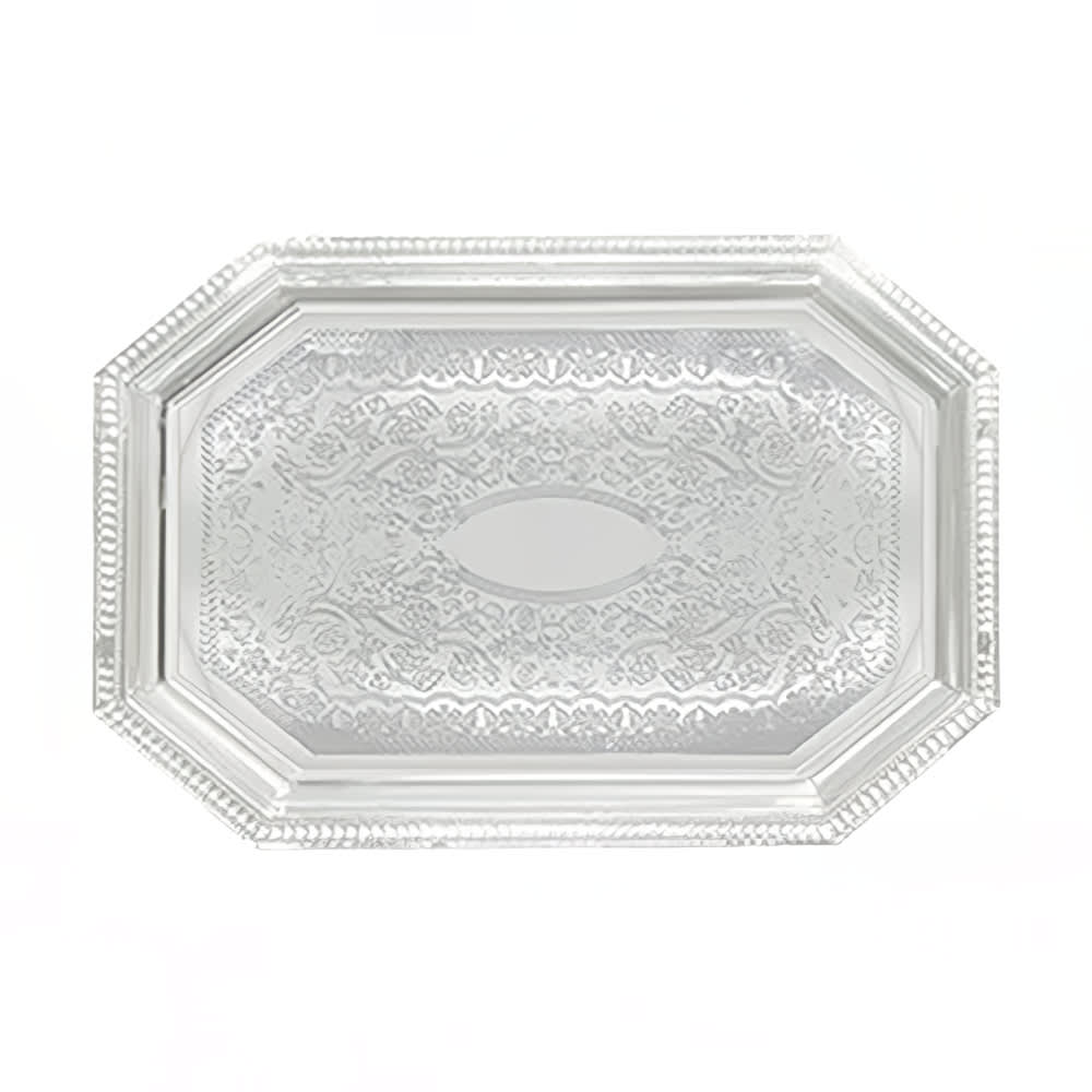 080-CMT1420 Octagonal Serving Tray - 20" x 14", Gadroon Edge w/ Engraving, Chrome Plate...